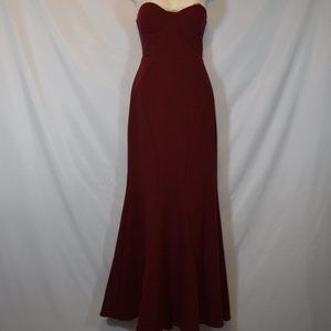 LuLu's Womens Size Small Strapless Dark Red Mermaid Full Length Lined Dress